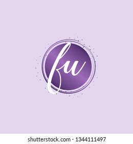 FU  Initial Handwriting logo template vector