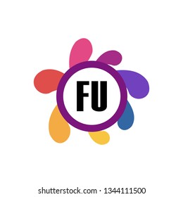 FU  Initial Handwriting logo template vector