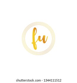 FU  Initial Handwriting logo template vector