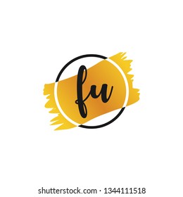 FU  Initial Handwriting logo template vector