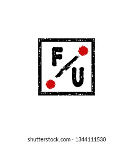 FU  Initial Handwriting logo template vector