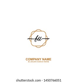 FU Initial handwriting logo template vector