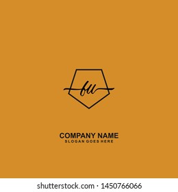 FU Initial handwriting logo template vector
