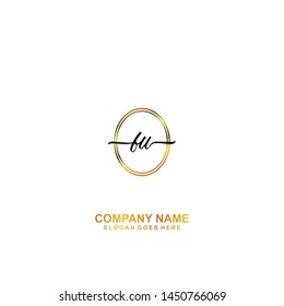 FU Initial handwriting logo template vector