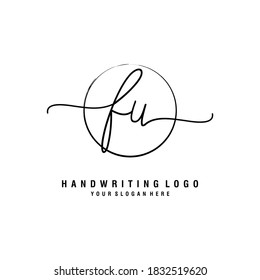 FU Initial handwriting logo template vector