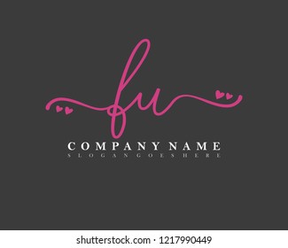 FU Initial handwriting logo vector