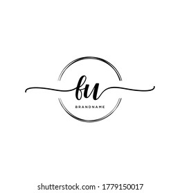 FU Initial handwriting logo vector