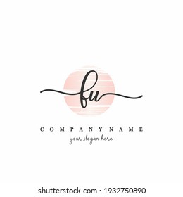 FU Initial handwriting logo vector. Hand lettering With Sunrise for designs.