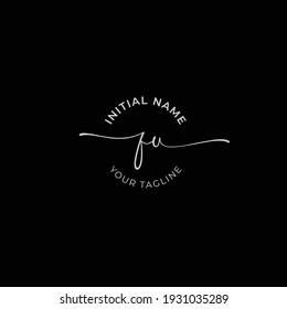 fu Initial handwriting signature logo vector. Hand lettering for designs