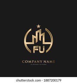 FU Initial Letter Real Estate Luxury house Logo Vector art for Business, Building, Architecture