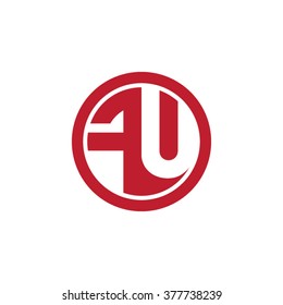 FU initial letters circle business logo red