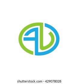 FU initial letters looping linked ellipse logo blue green