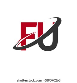 FU initial logo company name colored red and black swoosh design, isolated on white background. vector logo for business and company identity.