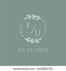 FU initial modern monogram wedding with creative circle line