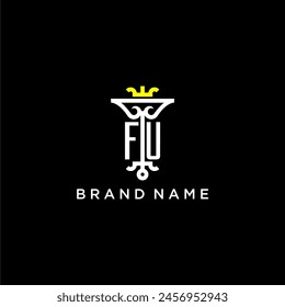 FU initial monogram brand logo design for crown vector image