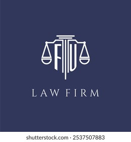 FU initial monogram for lawfirm logo with scales vector image