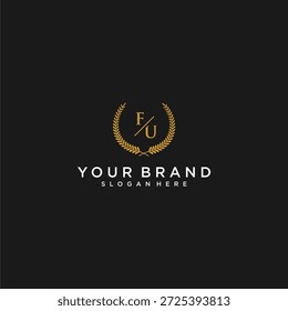 FU initial monogram letter for your brand logo with leaf image design