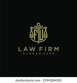 FU initial monogram logo for lawfirm with scale vector design