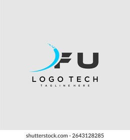 FU initial monogram for technology logo design