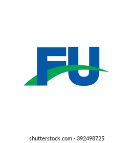 FU initial overlapping swoosh letter logo blue green