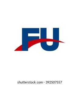 FU initial overlapping swoosh letter logo blue red