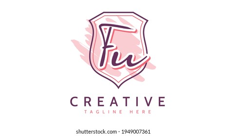 FU Initials, handwriting logo vector