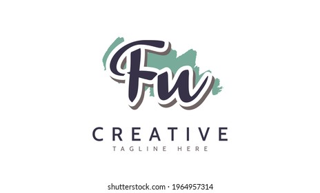 FU Initials, handwriting logo vector