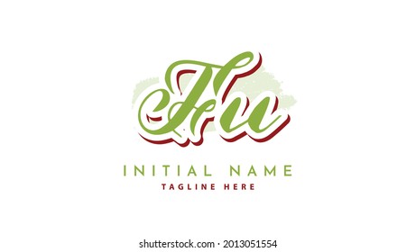 FU Initials, handwriting logo vector