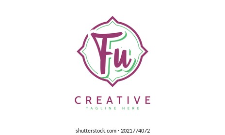 FU Initials, handwriting logo vector