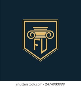 Logo de la firma de abogados FU Initials con un elemento de derecho creativo