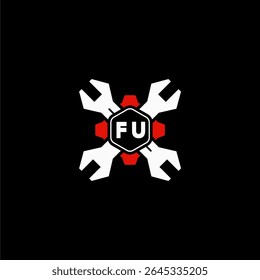FU Initials Vektor Stok Otomotif Logo Design
