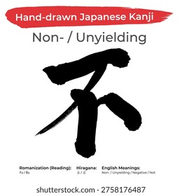 Fu Kanji - Unyielding Resolve and Immovable Mind Japanese Symbol for Bushido and Zen - Calligraphy Art for Tattoo and Minimalist Design