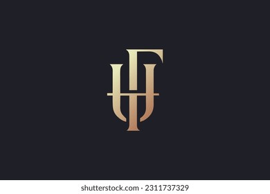 Fu-Brief-Design moderne Stil Golden WordMark Design Typografie Illustration, fu goldene Initialen, fu-Buchstaben