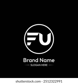 FU Letter Logo Design. Black Background.