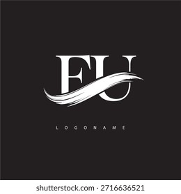 FU-Buchstabe Monogramm Logo mit Pinselstrich für moderne Markenidentität