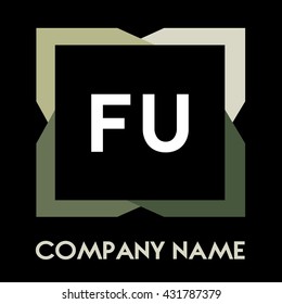 FU letters business logo creative  icon design template elements in abstract background logo, design identity in square with four colors, modern alphabet letters