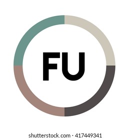 FU letters, four colors in abstract background logo, design identity in circle, alphabet letter