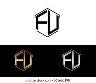 FU letters linked with hexagon shape logo