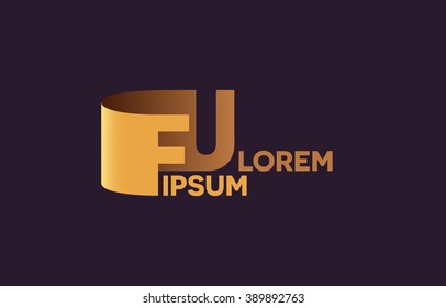 FU letters logo, F and U letters logo alphabet design.