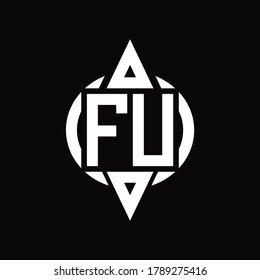 FU Logo with circle rounded combine triangle top and bottom side design template