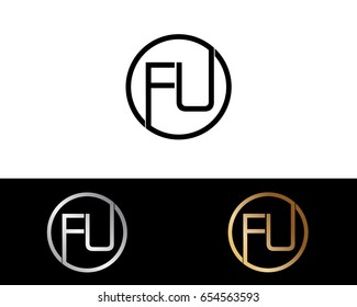 Fu Logo. Letter Design Vector with Red and Black Gold Silver Colors
