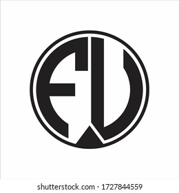 FU Logo monogram circle with piece ribbon style on white background