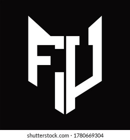 FU Logo monogram with fox head shape design template