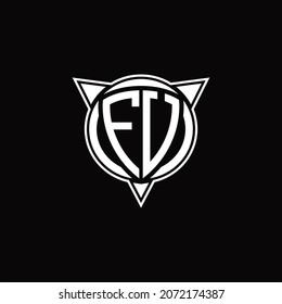 Monograma del logotipo FU aislado con forma de círculo y tres plantillas de diseño de flecha