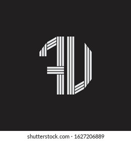 FU Logo monogram with outline style linked isolated on black background