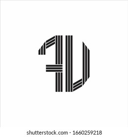 FU Logo monogram outline style linked isolated on white background