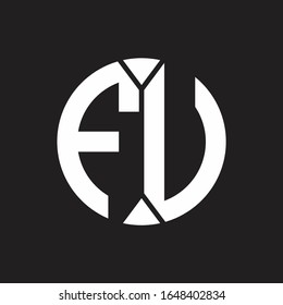 FU Logo monogram with piece circle ribbon style