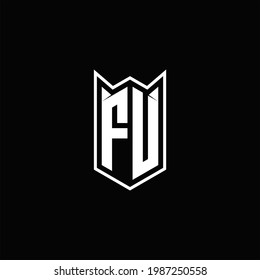 Monograma del logotipo de la FU con diseño de forma de escudo plantilla icono vector moderno