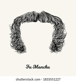 Fu Manchu mustache. Isolated men hairstyle for barber shop