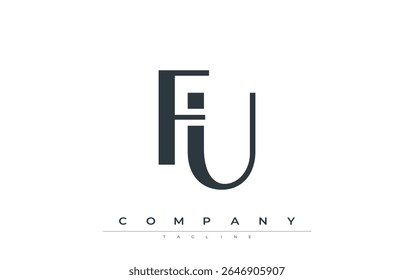 FU Modern Initials Logo Design (em inglês). Logotipo de marca com iniciais estilizadas apresentando design arrojado e estética moderna. Ideal para profissionais de marca de negócios ou projetos criativos com foco em minimalista